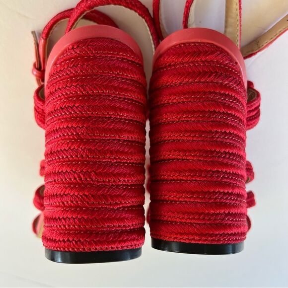 CAbi Tiptoe Hibiscus Red Knotted Rope Ankle Strap Sandals Size 7 - Picture 9 of 16